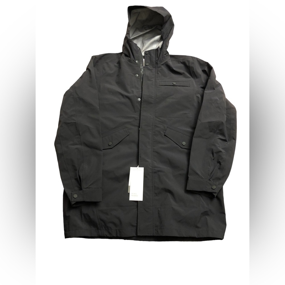 Vuori Men’s Palisades Long Rain Water-proof Hooded Jacket Black Size XL new